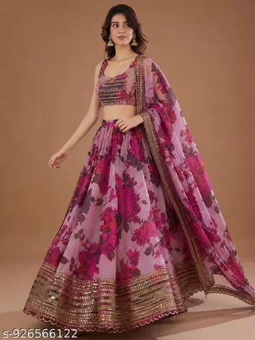Designer Festive Wear for Weddings and Receptions  Mauve &amp;amp; Fuchsia Silk Blend with Gold Sequin Work
