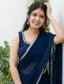 Women Soft Silk Saree with Blouse | Mirror Lace Saree for Wedding &amp;amp; Festival | Color: Navy Blue