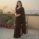 Imported Classy Soft Georgette Fabric. !! plain saree coffee ! women for saree ! women for dress material !