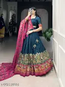Heavy Banarasi Silk Style Printed Lehenga Choli | Wedding Special Free-Size Chaniya Choli Set