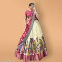 Women&amp;#039;s Collection Dolla Silk Lehenga Choli Flower Print with Foil Work With Unstitched Blouse
