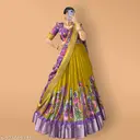 Women&amp;#039;s Collection Dolla Silk Lehenga Choli Flower Print with Foil Work With Unstitched Blouse