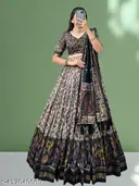 Women&amp;#039;s Collection Dolla Silk Lehenga Choli Patola Print with Foil Work With Unstitched Blouse