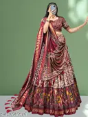 Women&amp;#039;s Collection Dolla Silk Lehenga Choli Patola Print with Foil Work With Unstitched Blouse