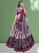 Women&amp;#039;s Collection Dolla Silk Lehenga Choli Patola Print with Foil Work With Unstitched Blouse