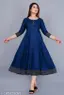Trendy Women&amp;#039;s Solid Printed Round Flared Kurti (Navy Blue)