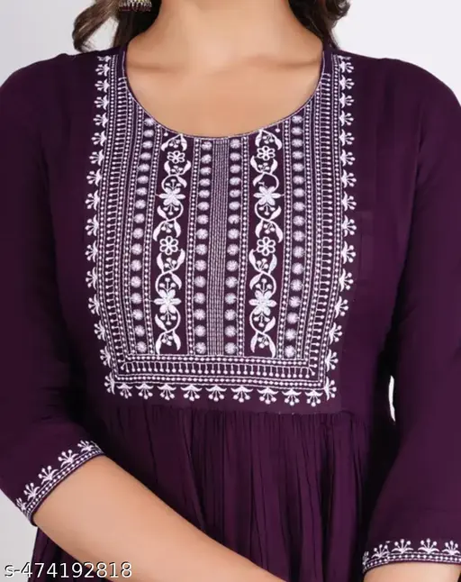TRENDY Ladies Stylish Anarkali Kurti Pure Rayon Slim Fit Kurti for Daily Wear and Very Comfortable and Fashionable