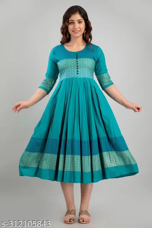 Women Rayon Printed Mayra Trendy Anarkali Kurtis
