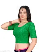 Premium Designer Green Jacquard Embosse Readymade Blouse