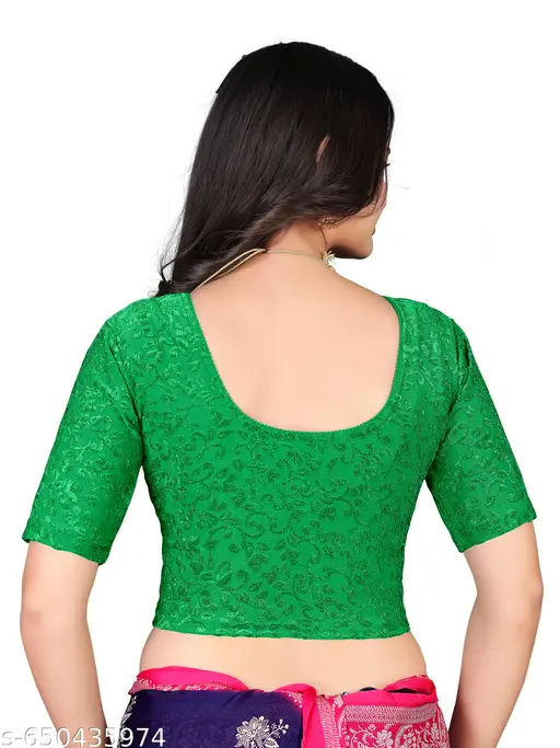 Premium Designer Green Jacquard Embosse Readymade Blouse