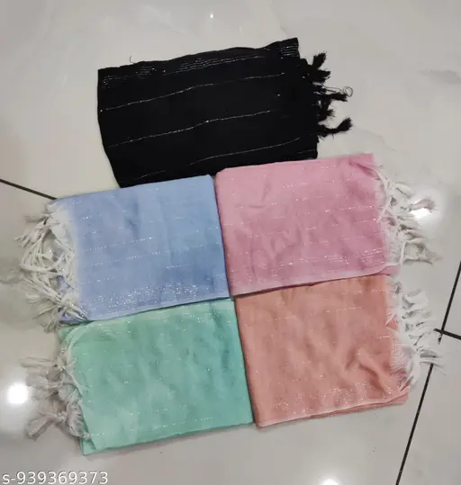 SHAVEZ CREATION COTTON DUPATTA PINK ORANGE ICE BLUE WATER GREEN &amp;amp; BLACK