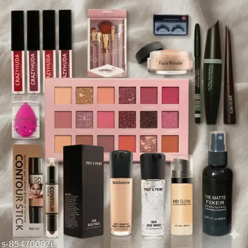 Makeup Kit Full Set for Women | 12 Piece Combo with Eyeshadow, Lipstick, Foundation, Brushes &amp;amp; Setting Spray | Makeup Combo Under 350