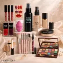 K.Y.L.Plus Perimium Quality 18 Colour Eyeshadow Combo Pack Of Red Edition 4 Lipsticks, Fixer, Primer, Foundation, Concealer, 5pcs Makeup Brushes, 36h Eyeliner,Puff, Face Powder &amp;amp; Nailpolish
