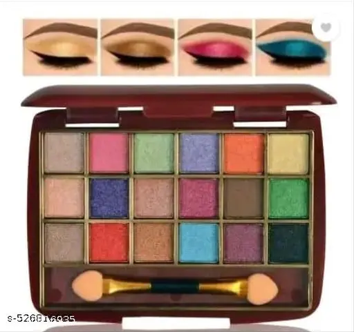 Eyeshadow 18 colour palette, shimmer and matte shades for eye makeup+ yanqina 36hours eyeliner+5pc makeup brush longlisting 4lipstick pack of 5